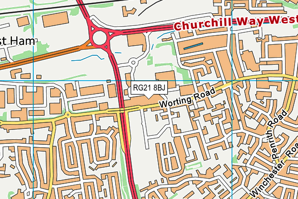 RG21 8BJ map - OS VectorMap District (Ordnance Survey) RG21 8BJ map - OS VectorMap District (Ordnance Survey)