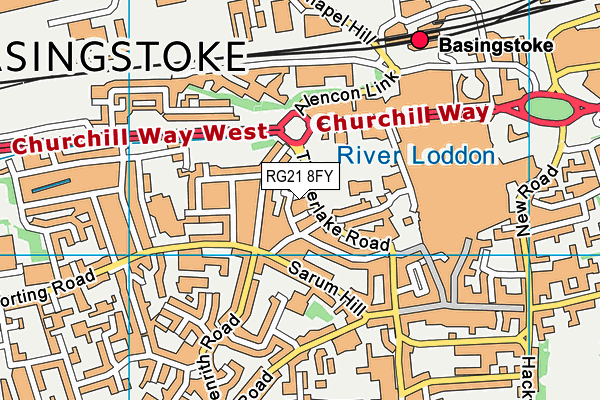RG21 8FY map - OS VectorMap District (Ordnance Survey)