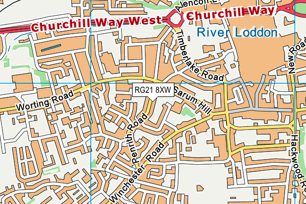 RG21 8XW map - OS VectorMap District (Ordnance Survey) RG21 8XW map - OS VectorMap District (Ordnance Survey)