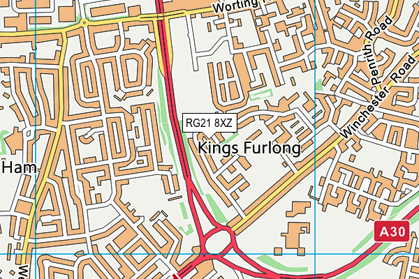 RG21 8XZ map - OS VectorMap District (Ordnance Survey) RG21 8XZ map - OS VectorMap District (Ordnance Survey)