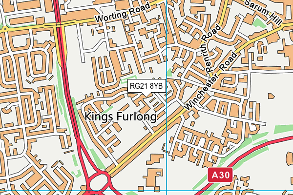 RG21 8YB map - OS VectorMap District (Ordnance Survey) RG21 8YB map - OS VectorMap District (Ordnance Survey)