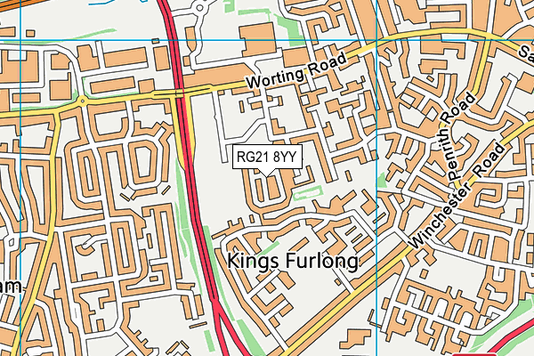 RG21 8YY map - OS VectorMap District (Ordnance Survey) RG21 8YY map - OS VectorMap District (Ordnance Survey)