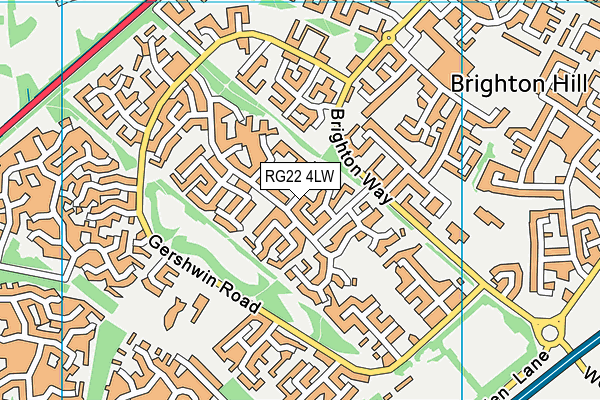 RG22 4LW map - OS VectorMap District (Ordnance Survey) RG22 4LW map - OS VectorMap District (Ordnance Survey)