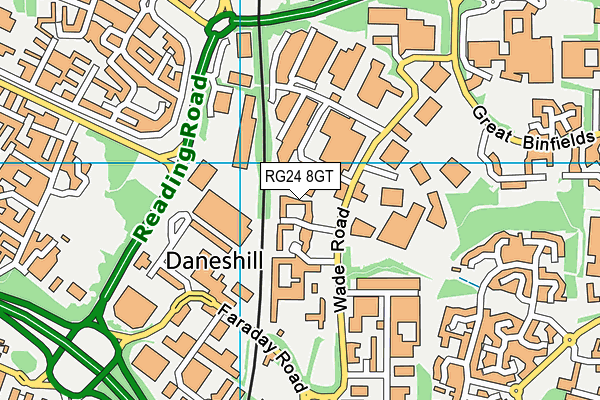 RG24 8GT map - OS VectorMap District (Ordnance Survey) RG24 8GT map - OS VectorMap District (Ordnance Survey)