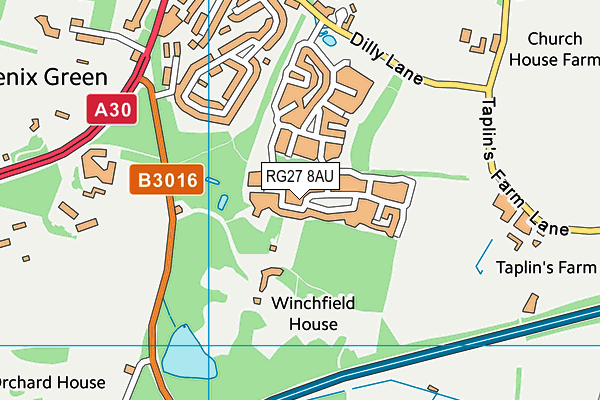 RG27 8AU map - OS VectorMap District (Ordnance Survey) RG27 8AU map - OS VectorMap District (Ordnance Survey)