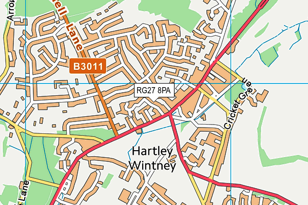 RG27 8PA map - OS VectorMap District (Ordnance Survey) RG27 8PA map - OS VectorMap District (Ordnance Survey)