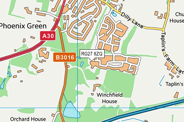 RG27 8ZQ map - OS VectorMap District (Ordnance Survey) RG27 8ZQ map - OS VectorMap District (Ordnance Survey)