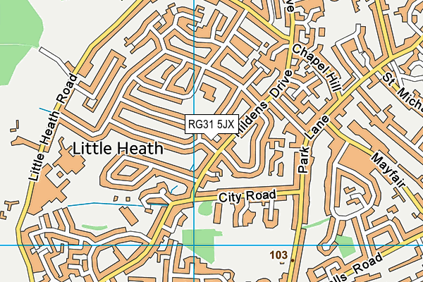 RG31 5JX map - OS VectorMap District (Ordnance Survey) RG31 5JX map - OS VectorMap District (Ordnance Survey)