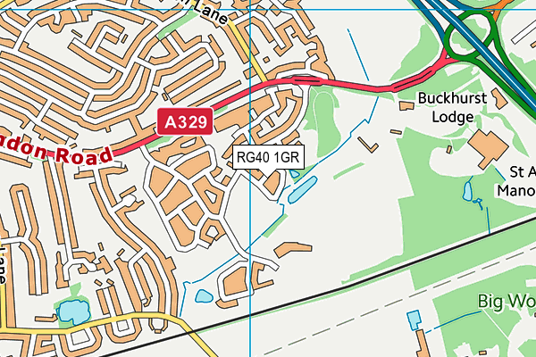 RG40 1GR map - OS VectorMap District (Ordnance Survey)