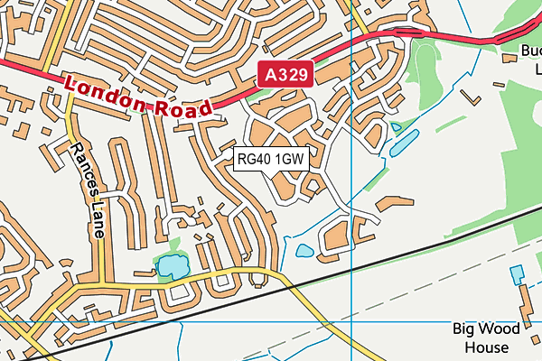 RG40 1GW map - OS VectorMap District (Ordnance Survey) RG40 1GW map - OS VectorMap District (Ordnance Survey)