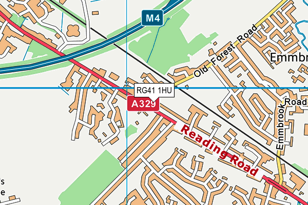 RG41 1HU map - OS VectorMap District (Ordnance Survey) RG41 1HU map - OS VectorMap District (Ordnance Survey)