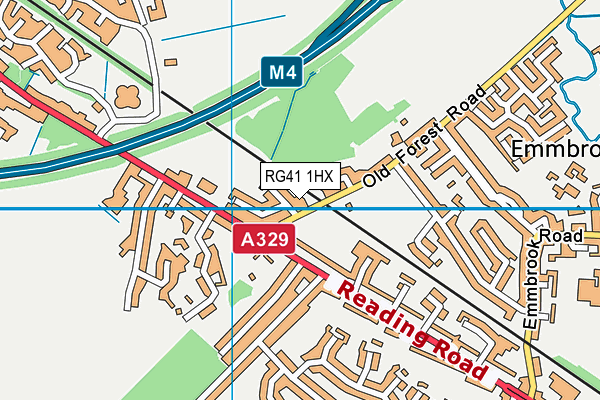 RG41 1HX map - OS VectorMap District (Ordnance Survey) RG41 1HX map - OS VectorMap District (Ordnance Survey)