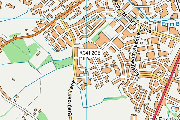 RG41 2QE map - OS VectorMap District (Ordnance Survey) RG41 2QE map - OS VectorMap District (Ordnance Survey)