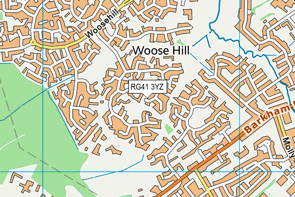 RG41 3YZ map - OS VectorMap District (Ordnance Survey) RG41 3YZ map - OS VectorMap District (Ordnance Survey)