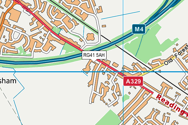 RG41 5AH map - OS VectorMap District (Ordnance Survey) RG41 5AH map - OS VectorMap District (Ordnance Survey)