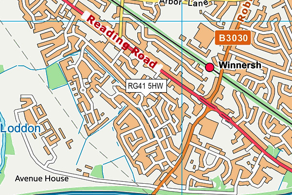 RG41 5HW map - OS VectorMap District (Ordnance Survey) RG41 5HW map - OS VectorMap District (Ordnance Survey)