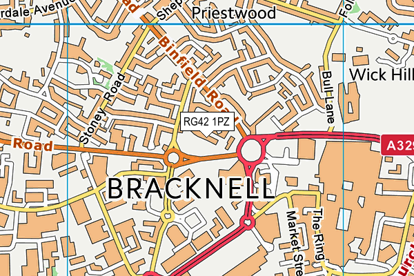 RG42 1PZ map - OS VectorMap District (Ordnance Survey) RG42 1PZ map - OS VectorMap District (Ordnance Survey)