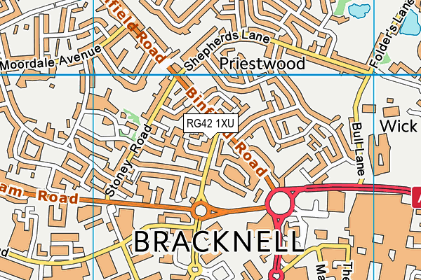 RG42 1XU map - OS VectorMap District (Ordnance Survey) RG42 1XU map - OS VectorMap District (Ordnance Survey)