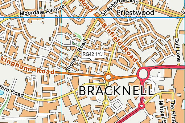 RG42 1YJ map - OS VectorMap District (Ordnance Survey) RG42 1YJ map - OS VectorMap District (Ordnance Survey)