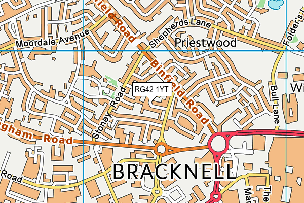 RG42 1YT map - OS VectorMap District (Ordnance Survey) RG42 1YT map - OS VectorMap District (Ordnance Survey)