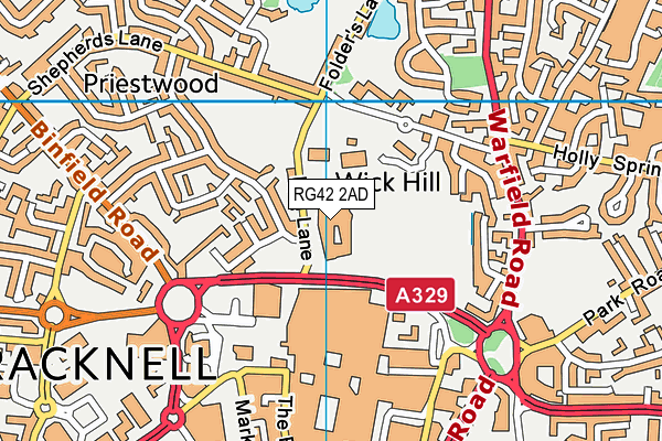 RG42 2AD map - OS VectorMap District (Ordnance Survey) RG42 2AD map - OS VectorMap District (Ordnance Survey)
