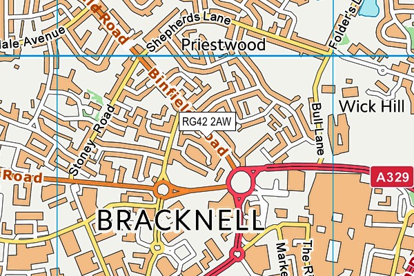RG42 2AW map - OS VectorMap District (Ordnance Survey) RG42 2AW map - OS VectorMap District (Ordnance Survey)