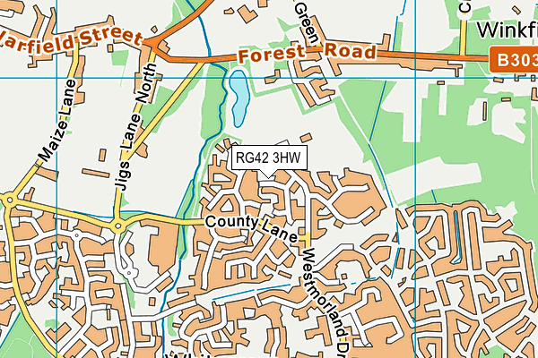 RG42 3HW map - OS VectorMap District (Ordnance Survey) RG42 3HW map - OS VectorMap District (Ordnance Survey)
