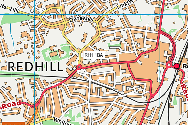 RH1 1BA map - OS VectorMap District (Ordnance Survey) RH1 1BA map - OS VectorMap District (Ordnance Survey)