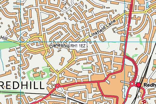 RH1 1EZ map - OS VectorMap District (Ordnance Survey) RH1 1EZ map - OS VectorMap District (Ordnance Survey)