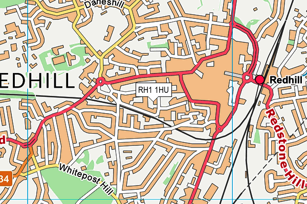 RH1 1HU map - OS VectorMap District (Ordnance Survey)
