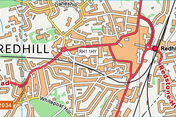 RH1 1HY map - OS VectorMap District (Ordnance Survey) RH1 1HY map - OS VectorMap District (Ordnance Survey)