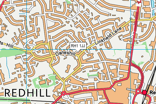 RH1 1JJ map - OS VectorMap District (Ordnance Survey) RH1 1JJ map - OS VectorMap District (Ordnance Survey)