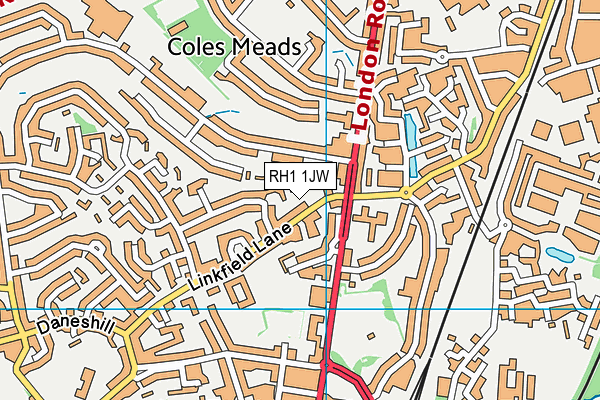 RH1 1JW map - OS VectorMap District (Ordnance Survey) RH1 1JW map - OS VectorMap District (Ordnance Survey)