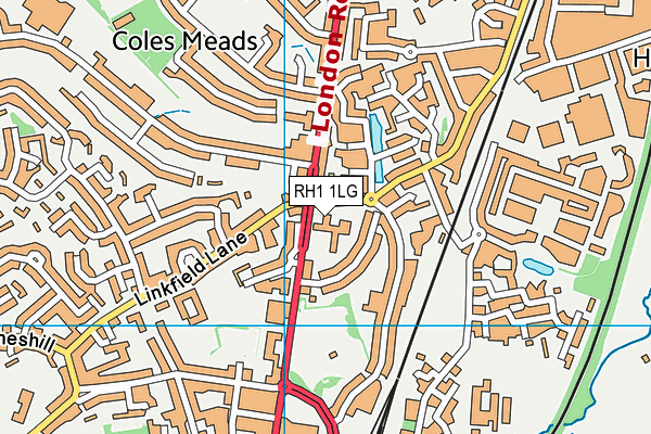 RH1 1LG map - OS VectorMap District (Ordnance Survey) RH1 1LG map - OS VectorMap District (Ordnance Survey)