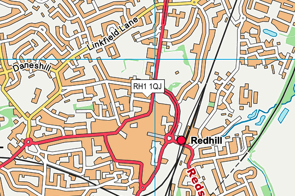 RH1 1QJ map - OS VectorMap District (Ordnance Survey) RH1 1QJ map - OS VectorMap District (Ordnance Survey)