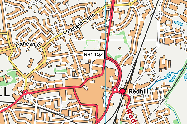RH1 1QZ map - OS VectorMap District (Ordnance Survey)