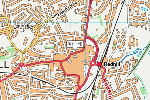RH1 1YB map - OS VectorMap District (Ordnance Survey) RH1 1YB map - OS VectorMap District (Ordnance Survey)