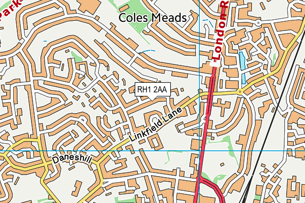 RH1 2AA map - OS VectorMap District (Ordnance Survey) RH1 2AA map - OS VectorMap District (Ordnance Survey)