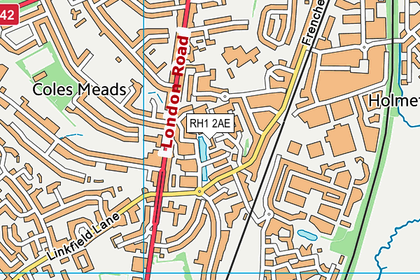 RH1 2AE map - OS VectorMap District (Ordnance Survey) RH1 2AE map - OS VectorMap District (Ordnance Survey)