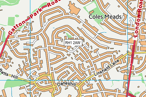 RH1 2AW map - OS VectorMap District (Ordnance Survey) RH1 2AW map - OS VectorMap District (Ordnance Survey)