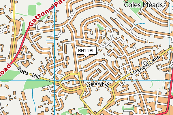 RH1 2BL map - OS VectorMap District (Ordnance Survey) RH1 2BL map - OS VectorMap District (Ordnance Survey)