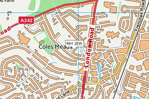 RH1 2EW map - OS VectorMap District (Ordnance Survey) RH1 2EW map - OS VectorMap District (Ordnance Survey)