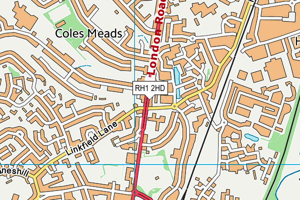 RH1 2HD map - OS VectorMap District (Ordnance Survey) RH1 2HD map - OS VectorMap District (Ordnance Survey)