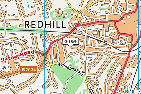 RH1 6AH map - OS VectorMap District (Ordnance Survey) RH1 6AH map - OS VectorMap District (Ordnance Survey)