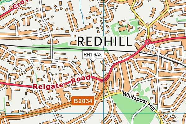 RH1 6AX map - OS VectorMap District (Ordnance Survey) RH1 6AX map - OS VectorMap District (Ordnance Survey)