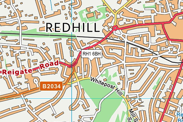 RH1 6BH map - OS VectorMap District (Ordnance Survey)