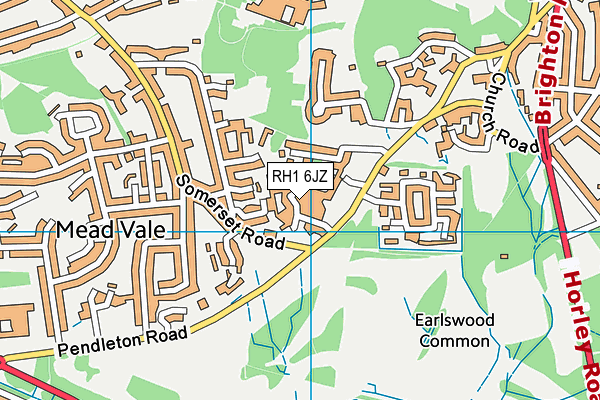 RH1 6JZ map - OS VectorMap District (Ordnance Survey)