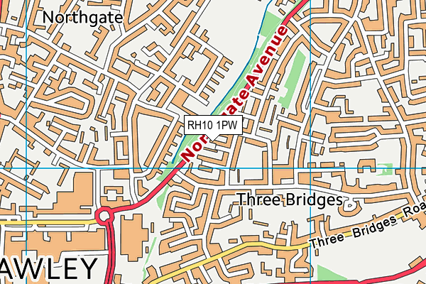 RH10 1PW map - OS VectorMap District (Ordnance Survey) RH10 1PW map - OS VectorMap District (Ordnance Survey)