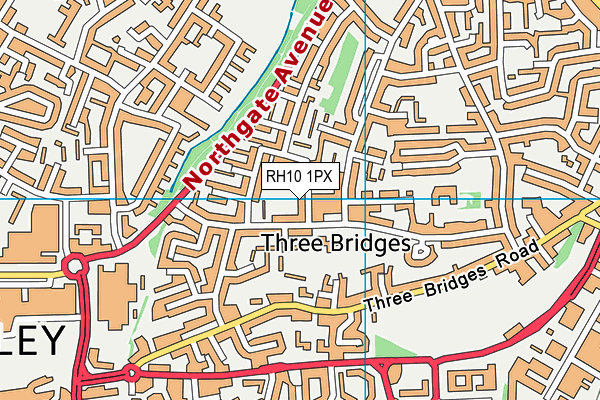 RH10 1PX map - OS VectorMap District (Ordnance Survey)