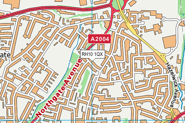 RH10 1QX map - OS VectorMap District (Ordnance Survey)